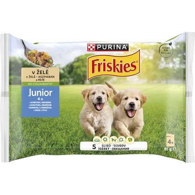 Friskies Junior мокра храна за кучета в аспик - пилешко и грах 12 x