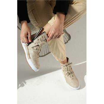 Moda Trend Дамски боти от велур - Бежови #320326 (320326_Бежов)