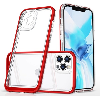 HQWear Прозрачен кейс 3в1 за iPhone 12 Pro Max с гел рамка, червен (9145576242445)