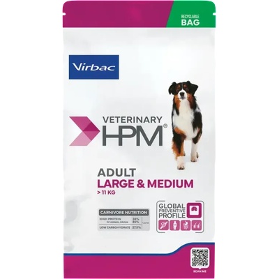 Virbac HPM Adult Large & Medium Dog - за кучета средни породи над 12 месеца и кучета големи породи над 18 месеца - 16 кг