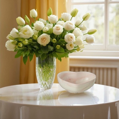 J-Line by Jolipa porcelánová miska ve tvaru srdce Heart krémovo růžová 9 8 a 4 cm