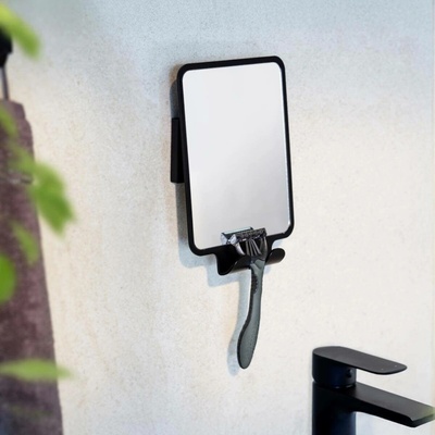 Wenko Quadro Black Kosmetické zrcadlo s věšákem 14 x 19,5cm