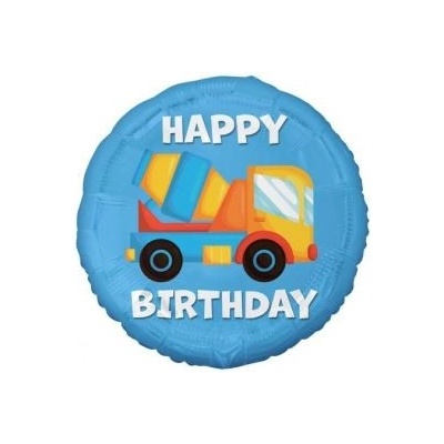 Foliový balonek kulatý Auto domíchávač stavba staveniště 45 cm