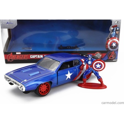 Jada Plymouth Gtx With Captain America Figure 1972 Modrá Červená Bílá 1:32