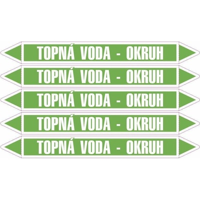 Grafiko | Topná voda - okruh - dle ČSN 13 0072 - Materiál fólie s ochrannou laminací, Rozměr aršík 5ks šipka 400x52mm
