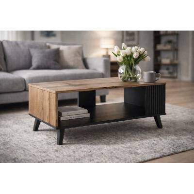 ЕВРОМАР Холна маса random law-1 дъб вотан / черен фрезован профил