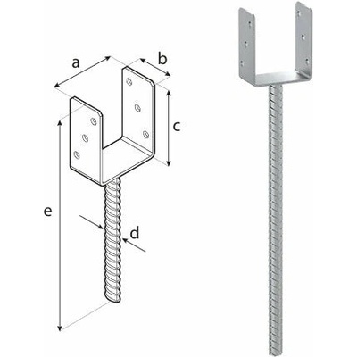 Domax 500 zapustená pätka stĺpika typu U PS 500 / 100 U - 101 x 60 x 124 x 4.0 mm