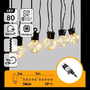 Aigostar - LED външен декоративен гирлянд 80xLED/3, 6W/230V 5m IP44 топла бяла (AI2184)