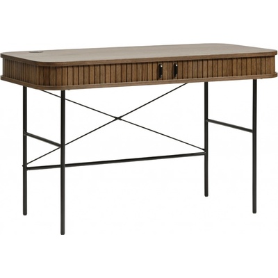 Tmavě hnědý dubový pracovní stůl Unique Furniture Nola 120 x 60 cm