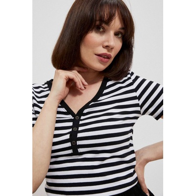 Moodo Памучна райета тениска в черно Moodo Moodo | Cheren | ЖЕНИ | XS