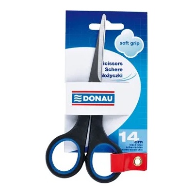 DONAU Офис ножица, 14 см, DONAU "Soft Grip", черно-синя 7932301PL-10 (7932301PL-10)