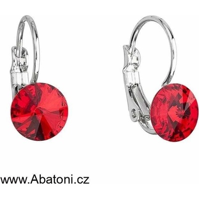 Swarovski Elements Rivoli vlepený krystal Dětské Ocelové náušnice visací červené kulaté 51031.3 Light Siam červená