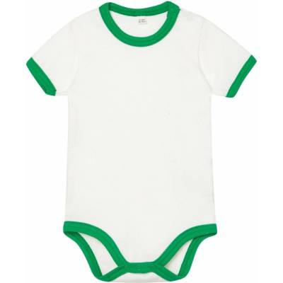 Babybugz Dvoubarevné dětské body s krátkým rukávem Bílá středně zelená