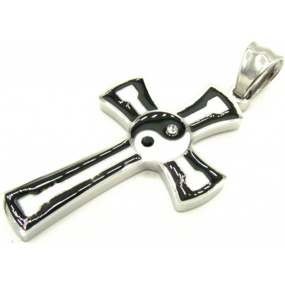 Steel Jewelry Přívěsek kříž s jing jang z chirurgické oceli PR220116