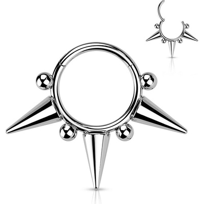 Šperky4U piercing kruh segment s hroty K01066-1208
