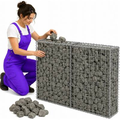 zahrada-XL Gabionová zeď s kryty z pozinkované oceli 100 x 20 x 100 cm