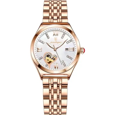 Poedagar Дамски часовник Poedagar CS1340, неръждаема стомана, злато, бял циферблат (CS1340)