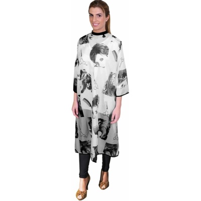 Eurostil 02504/50 Cutting Cape Black&White pláštenka na strihanie na cvočky 146 x 125 cm