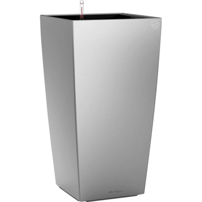 Lechuza Kvetináč Cubico Premium 30, strieborná metalická, 30 x 30 x 56 cm