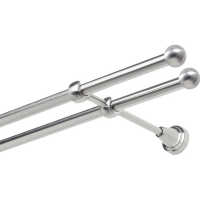OK-GarnýžeCZ Garnýž kovová dvouřadá 19mm Koule nerez 180 cm do stěny / na tunýlek - bez kroužků