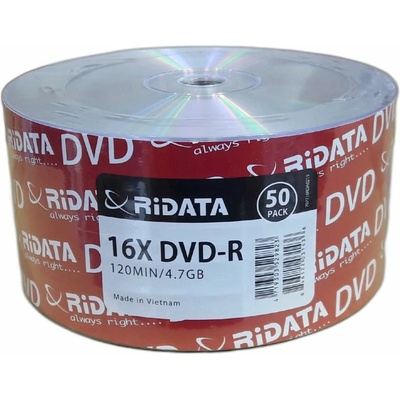 RiDATA Оптичен носител DVD-R, 4.7GB, RiDATA RID004, 16X, 50бр (RID004)