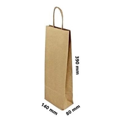 Papírová taška 140x80x390 mm kroucené ucho nosnost 5 kg cena za: Svazek 25 ks tašek, Barva: Hnědá - rýhovaná