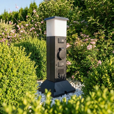 Brilagi - Външна лампа с 2 SCHUKO контакта 1xE14/15W/230V IP44 черна (BG3312)