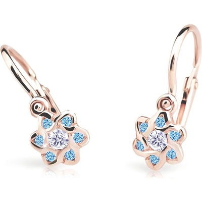 Cutie Jewellery Slušivé dětské náušnice z růžového zlata C2149-10-X-4 světle modrá