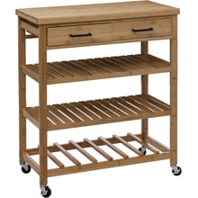 5five Simply Smart Bambusový regál na kolečkách LINHA, mobilní, se závuvkami