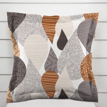 Biante bavlna s lemom Sandra SA-507 Hnedo-sivé kvapky s ornamentami 40 x 60 cm