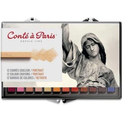 CARRÉ PASTEL CONTÉ À PARIS PLASTOVÝ OBAL PORTRAIT SADA 12 FARIEB