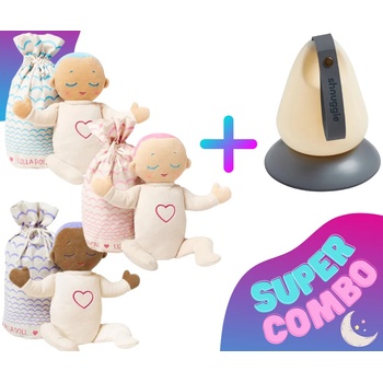 Lulla doll SUPER COMBO - Shnuggle Moonlight Преносима нощна лампа + Куклата Lulla приятел за сън в цвят по избор (RO004-2+SHN-MOON)