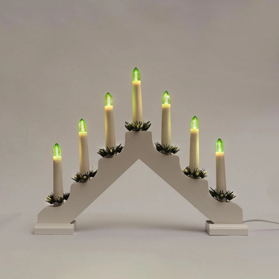 Filament Adventní svícen 2262-210 dřevěný bílý 7x34V 0,2W LED zelený