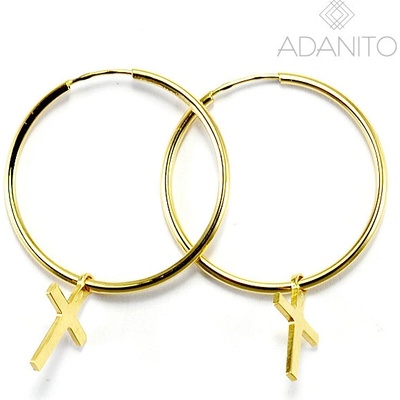 ADANITO BRN1046G - Zlaté náušnice krúžky s krížikom 16 mm 0.81 g