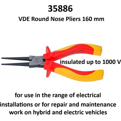 BGS technic Vde клещи с обли човки 160 мм ; bgs 35886