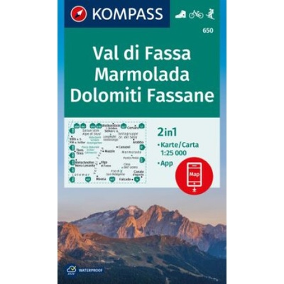 KOMPASS Wanderkarte 650 Val di Fassa, Marmolada, Dolomiti Fassane 1:25.000