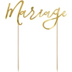 PartyDeco Топер за торта - Mariage, златист