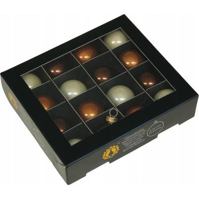 Othmar Decorations Sklenené vianočné gule závesná ozdoba HNEDÁ KRÉMOVÁ KARAMELOVÁ 3cm BOX