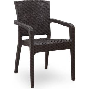 TopMebel Градински стол Clio TopMebel от рециклиран полипропилен в кафяв цвят 57x55x86cm