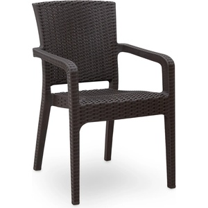TopMebel Градински стол Clio TopMebel от рециклиран полипропилен в кафяв цвят 57x55x86cm