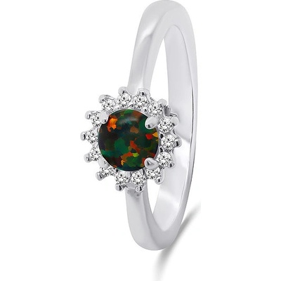 Brilio Silver Stříbrný prsten s opálem a zirkony RI056WBC