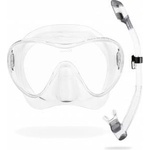 CRESSI Cressi frameless diving mask F1 - fog-free glass lens, diving goggles - ergonomic silicone edge, snorkel mask - dry snorkel & snorkel set - transparent - combo set - YDS280000