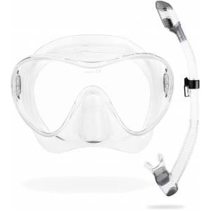 CRESSI Cressi frameless diving mask F1 - fog-free glass lens, diving goggles - ergonomic silicone edge, snorkel mask - dry snorkel & snorkel set - transparent - combo set - YDS280000
