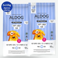 Aldog Puppy & Junior Medium & Maxi Pork & Rice 2 x 12 kg