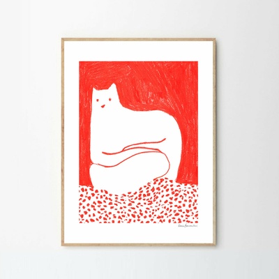 Moikka Plagát Cat in Red by Cinzia Franceschini 50x70 cm