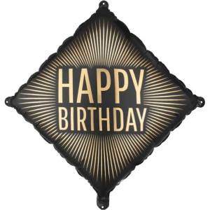 Party Deco Фолиев Балон Happy Birthday Черен и Златен (FB364)