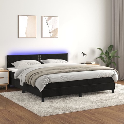 Petrashop 3134359 boxspring postel s matrací a LED černá samet
