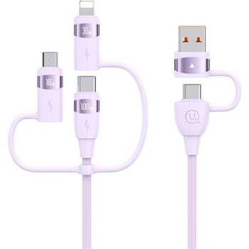 USAMS Кабел за зареждане USAMS U85 5in1 Type-C/USB - Type-C/lightning/microUSB, 120 см, LILA SJ645USB02 (SJ645USB02)