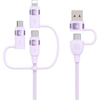 USAMS Кабел за зареждане USAMS U85 5in1 Type-C/USB - Type-C/lightning/microUSB, 120 см, LILA SJ645USB02 (SJ645USB02)