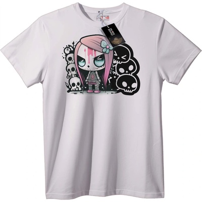 NOONEBRAND Тениска Gothic Kawaii черепи - 4XL, White